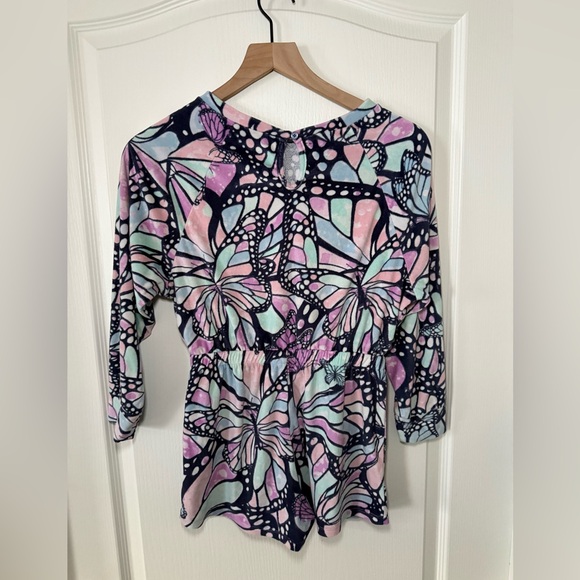 💛 2/$20 Kids Girls Justice Sleep Romper One Piece Butterfly Print Size M - Picture 7 of 9